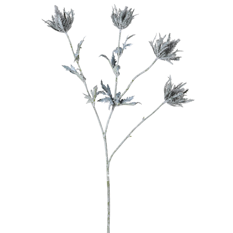 Faux Frosted Thistle Spray | White