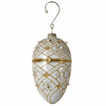 Beaded Glass Faberge Bauble | White & Gold