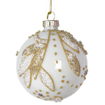 Hanging Floral Bauble | Pearlised Gold & White