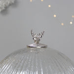 Reindeer Candle Globe with Lid | Silver | Large