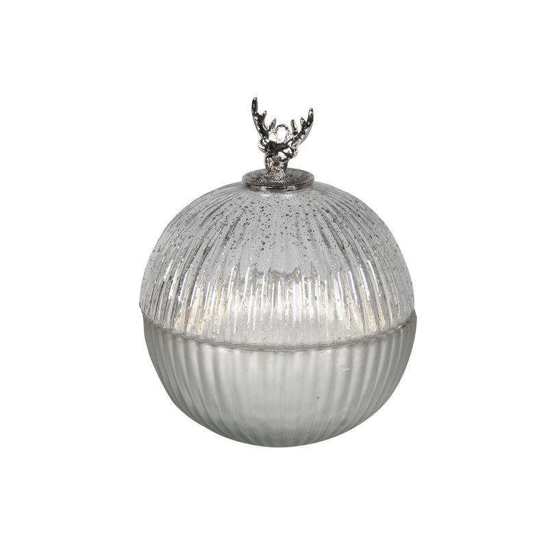 Reindeer Candle Globe with Lid | Silver | Medium