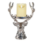 Stag Head Pillar Candle Holder | Nickel