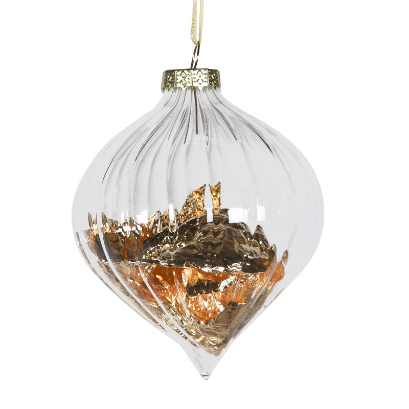 Ribbed Onion Gold Leaf Christmas Tree Bauble