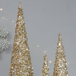 Sequined Topiary Tree Cones | Set of 3 | Gold