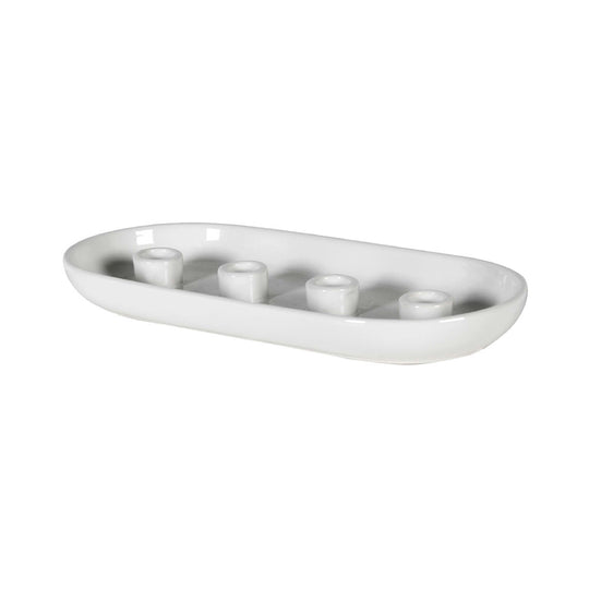 3-Taper Candle Holder | White Ceramic | 30cm