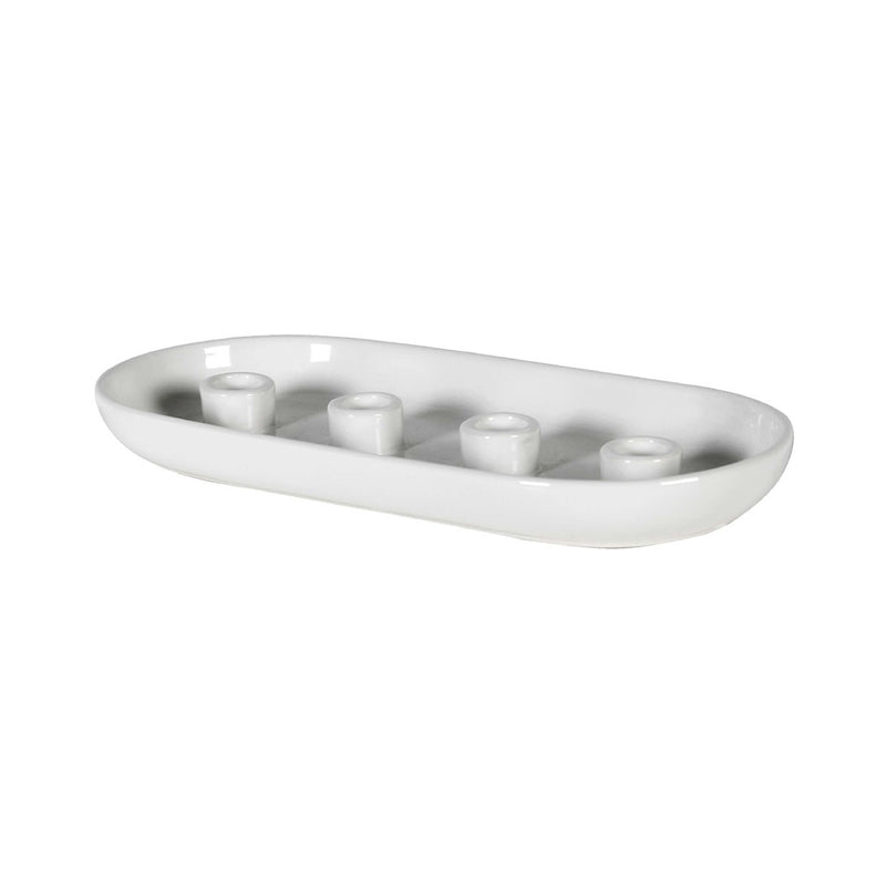 3-Taper Candle Holder | White Ceramic | 30cm