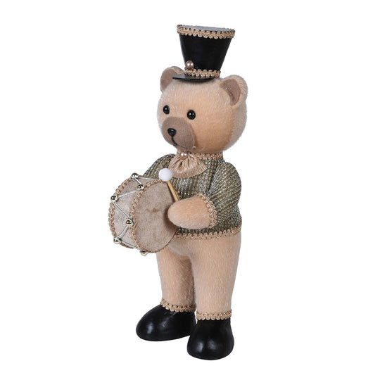 Festive Drumming Bear Figurine | 45cm