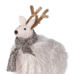 Festive Shaggy Reindeer Figurine with Scarf | 20cm