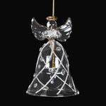 Glass Angel Christmas Tree Decoration with Glitter Detail | 9cm