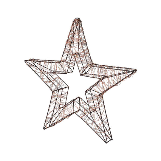 Hanging LED Star Decoration | Gold Iron | 35cm