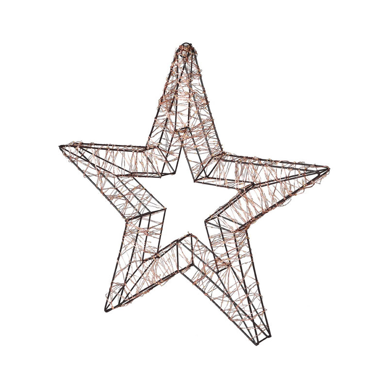 Hanging LED Star Decoration | Gold Iron | 35cm