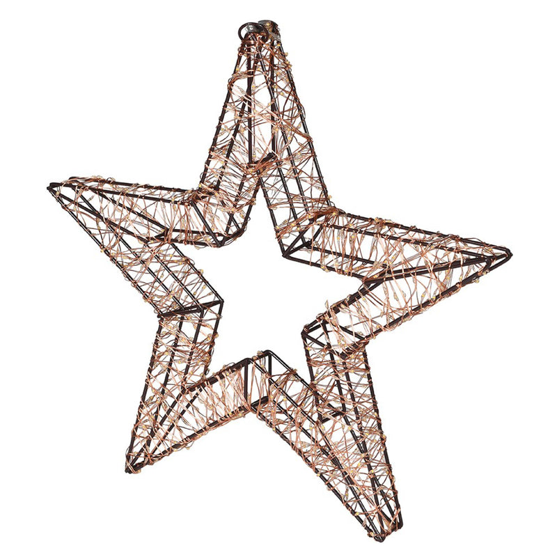 Hanging LED Star Decoration | Gold Iron | 55cm