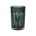 'Joy' Glass Candle Holder | Green | 18cm