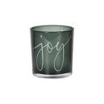 'Joy' Glass Candle Holder | Green | 8cm