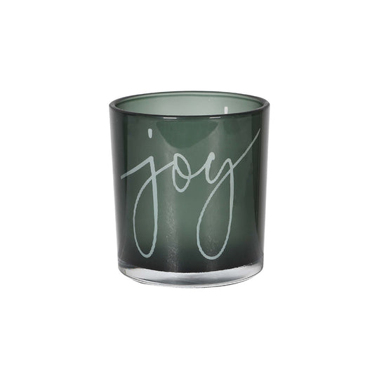 'Joy' Glass Candle Holder | Green | 8cm