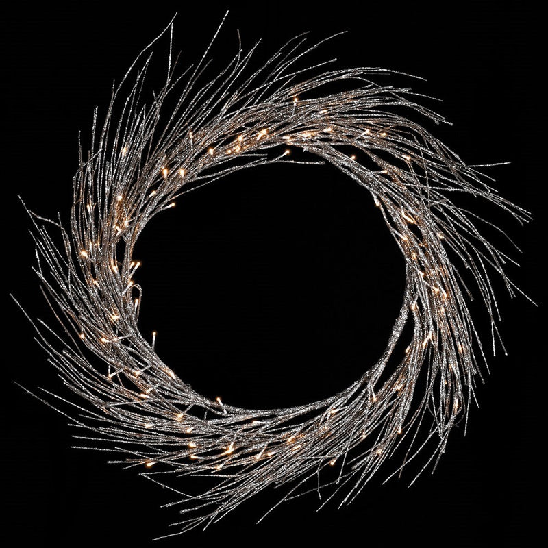 LED Spiral Wreath with Glitter Detail | Champagne | 80cm