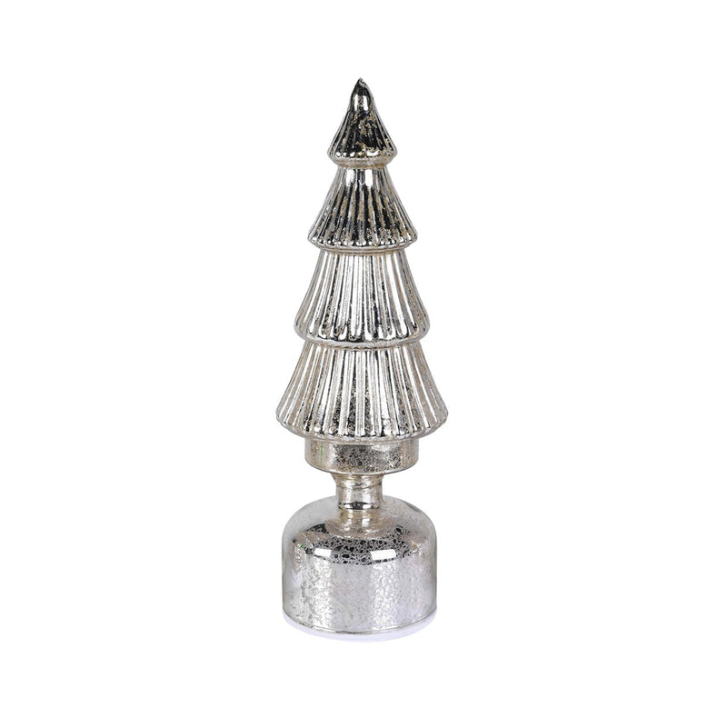 Rotating LED Christmas Tree Decoration | Silver | 31cm