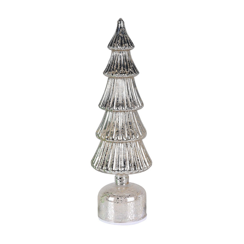 Rotating LED Christmas Tree Decoration | Silver | 37cm