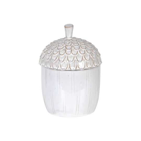 Rustic Acorn Jar | White Ceramic | 24cm