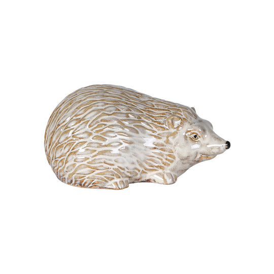Rustic Hedgehog Figurine | White/Brown Ceramic | 7cm