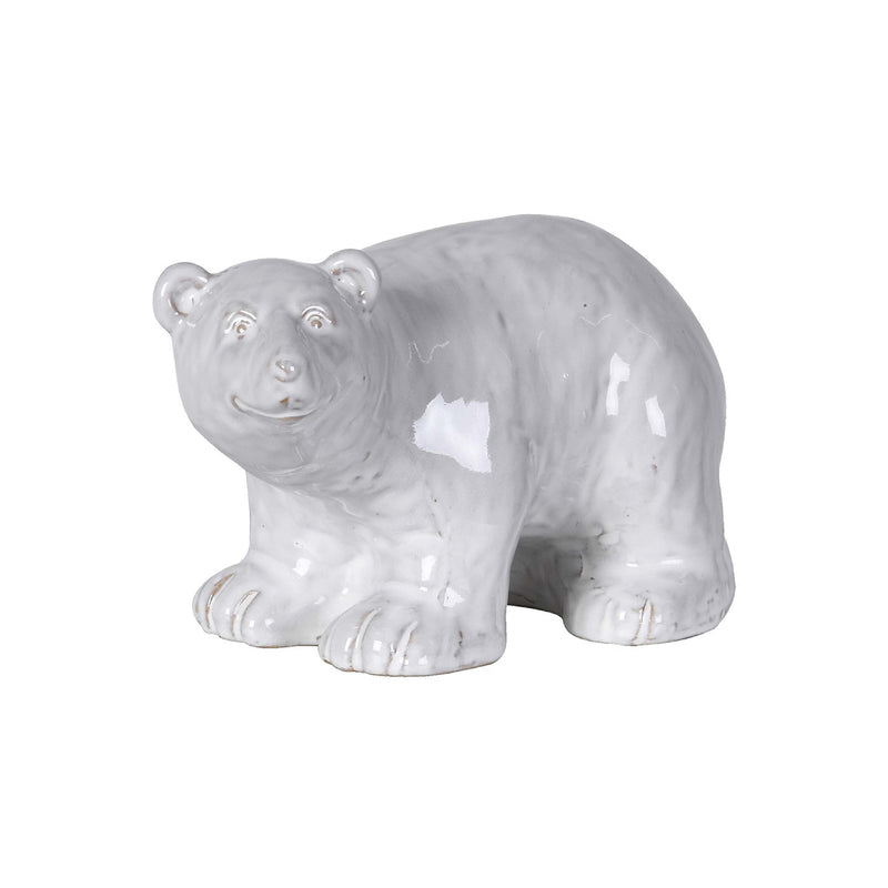 Rustic Polar Bear Figurine | White Ceramic | 13cm