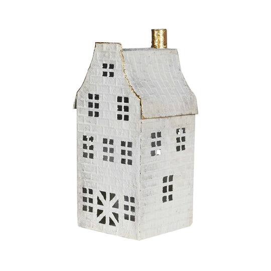 Rustic Townhouse Decoration | White/Gold Iron | 28cm