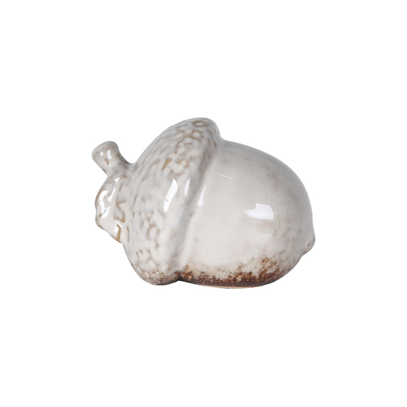 Rustic Winter Acorn Decoration | White Ceramic | 7cm