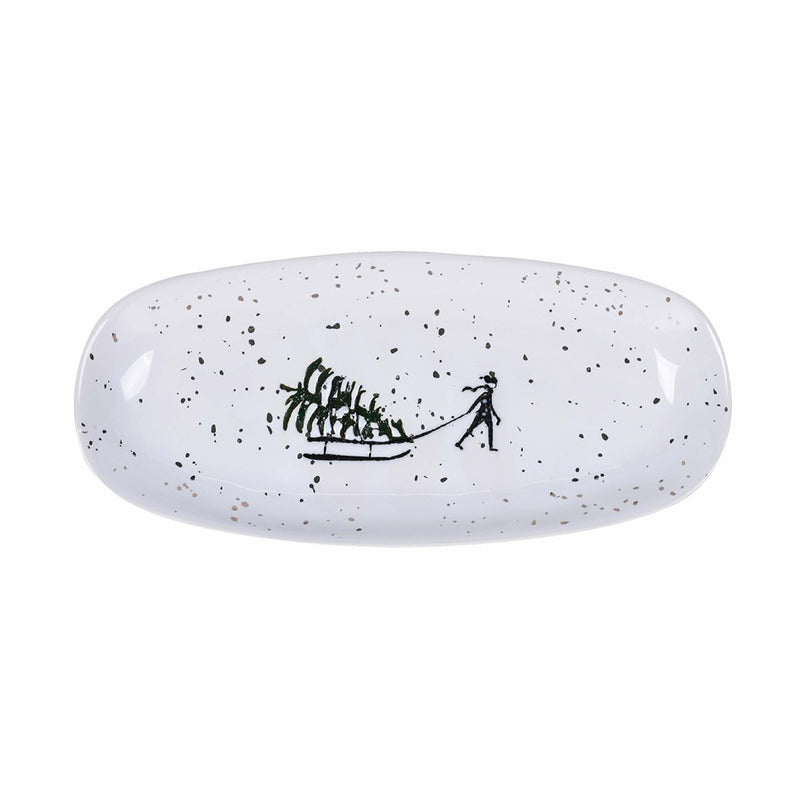 Sledging Snowscape Platter | White Stoneware | 25cm