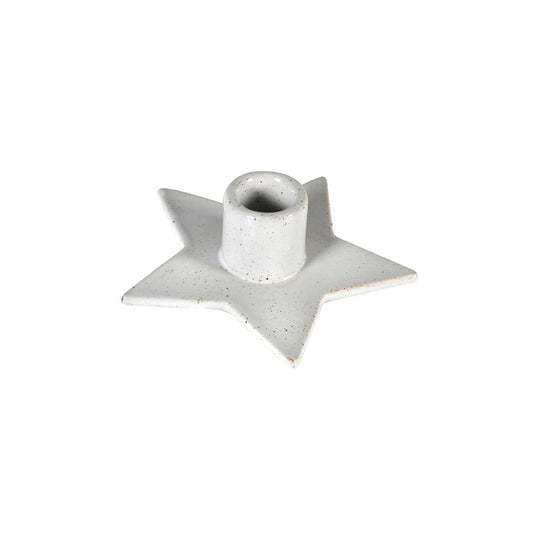 Speckled Star Taper Candle Holder | White Porcelain | 12cm