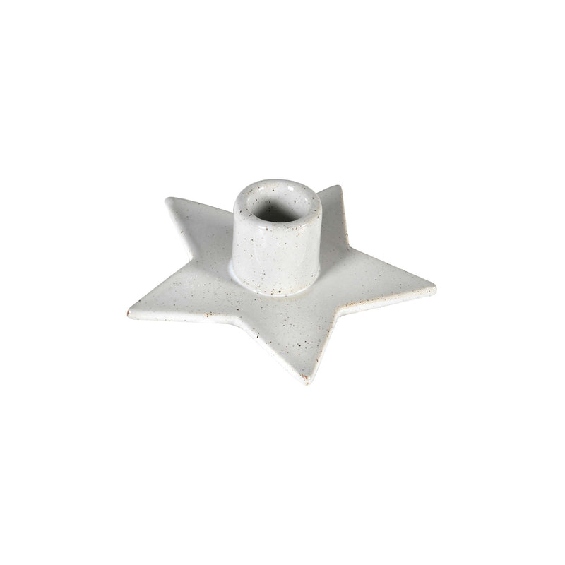 Speckled Star Taper Candle Holder | White Porcelain | 12cm