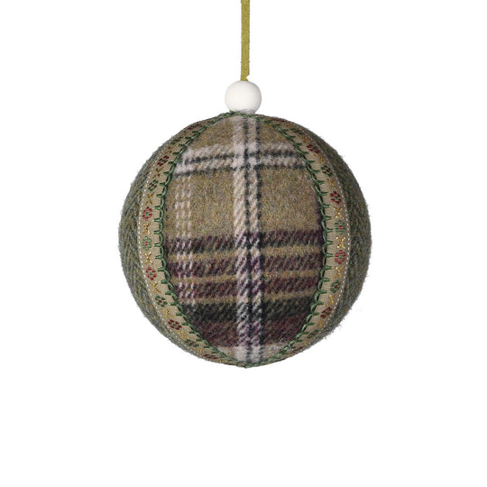 Verdant Plaid Christmas Tree Bauble | Green | 8cm