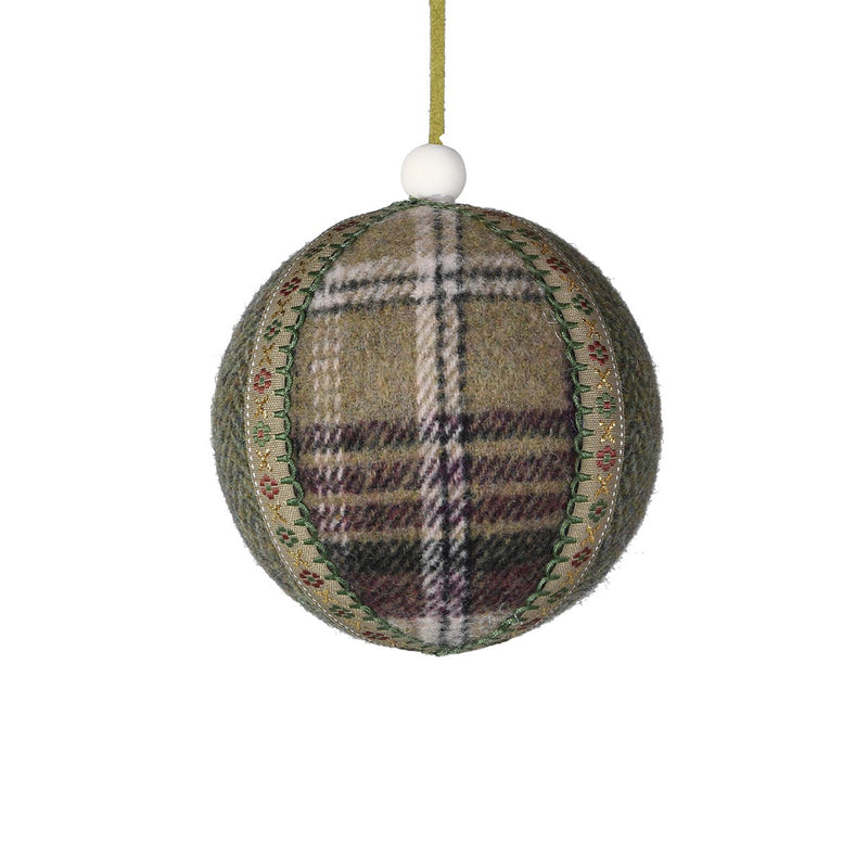 Verdant Plaid Christmas Tree Bauble | Green | 8cm