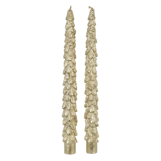 Christmas Tree Taper Candles | Gold | Set of 2
