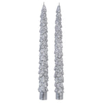 Christmas Tree Taper Candles | Silver | Set of 2