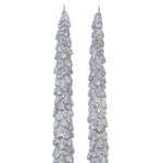 Christmas Tree Taper Candles | Silver | Set of 2