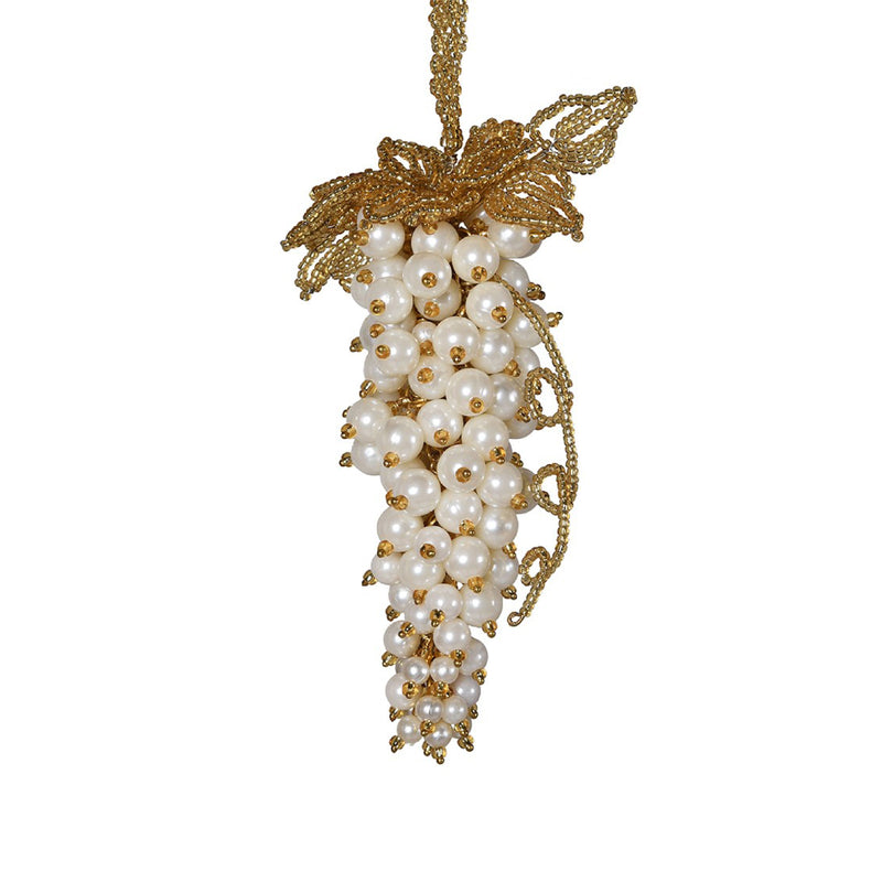 Faux Pearl Grapes Hanging Decoration | White & Gold