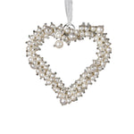 Faux Pearl Heart Hanging Decoration | White & Silver