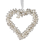 Faux Pearl Heart Hanging Decoration | White & Silver