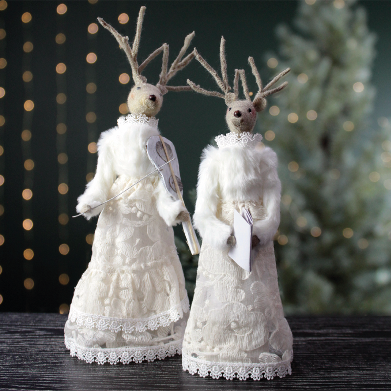 Festive Reindeer Choir Decorations | Set of 2