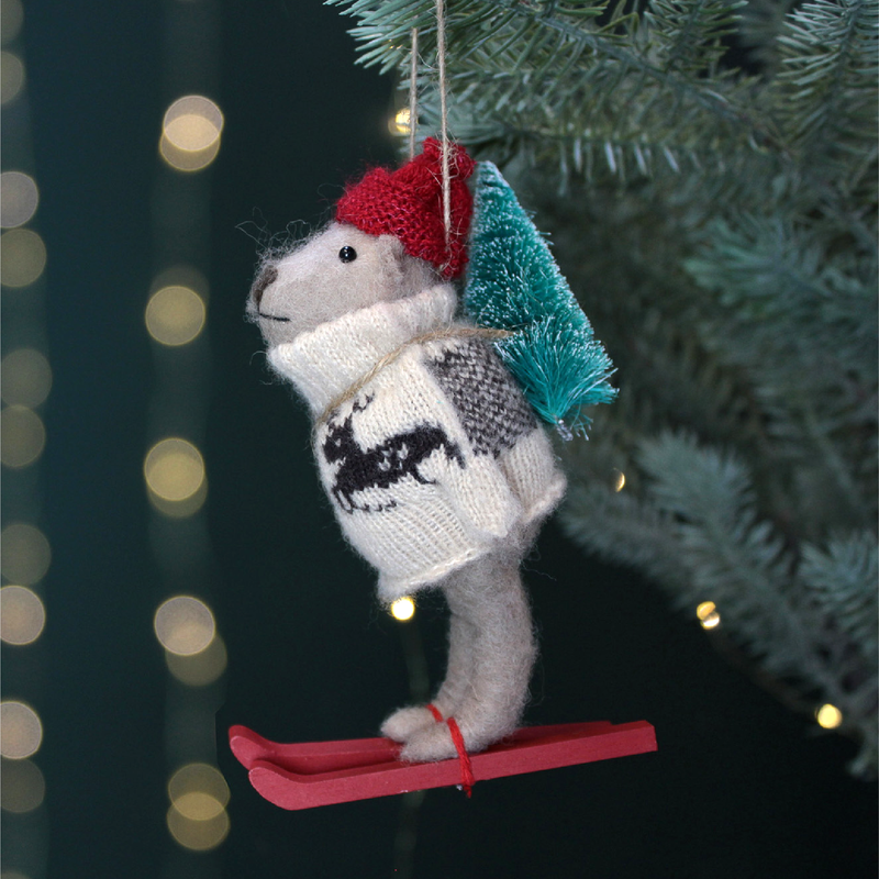 Festive Skiing Bear Christmas Tree Decoration