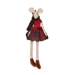 Festive Winter Female Mouse Decoration | Red Tartan