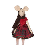 Festive Winter Female Mouse Decoration | Red Tartan