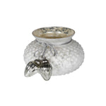 Glass Acorn Candle Holder | White & Silver