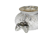 Glass Acorn Candle Holder | White & Silver