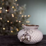 Glass Acorn Candle Holder | White & Silver