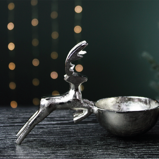 Jumping Reindeer Serving Bowl Trio | Silver