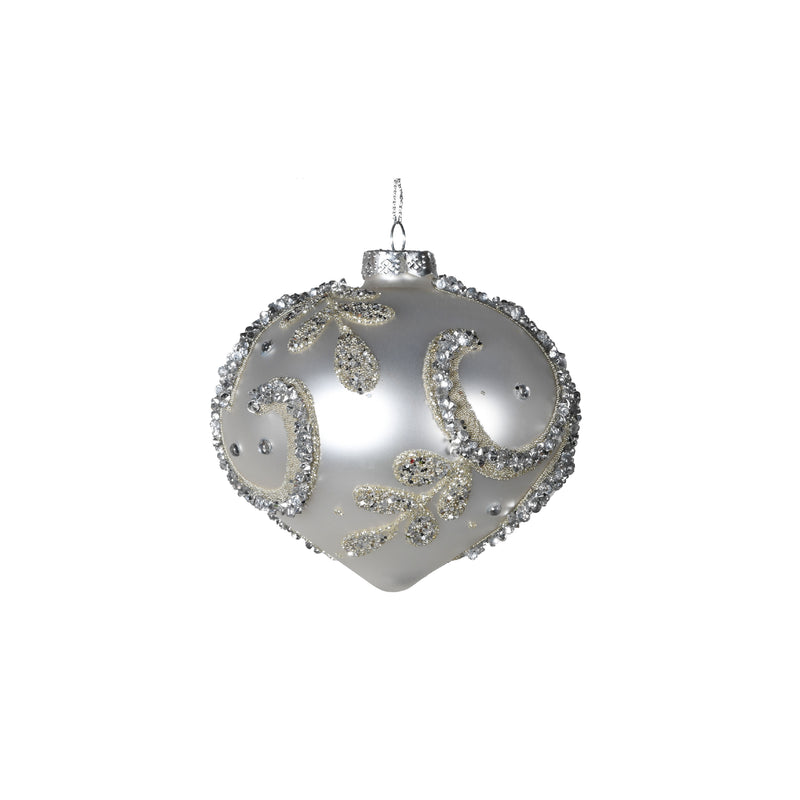 Matt Beaded Onion Bauble | Silver