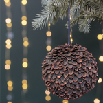 Patina Leaf Christmas Tree Bauble | Grey & Bronze