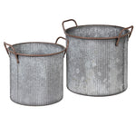 Rustic Ribbed Metal Planter | 30cm