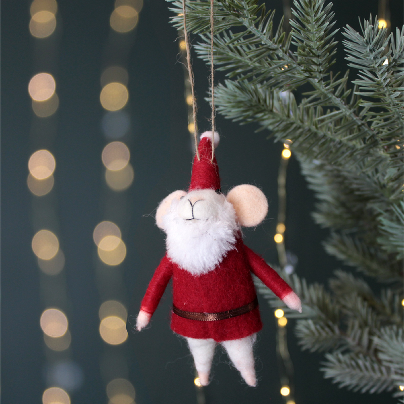 Santa Mouse Hanging Christmas Tree Decoration